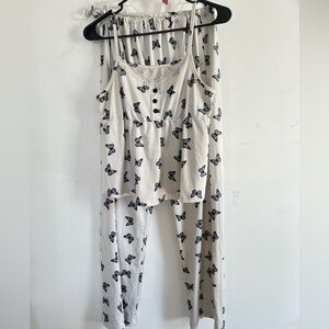 Butterfly Print Pajama Set - White